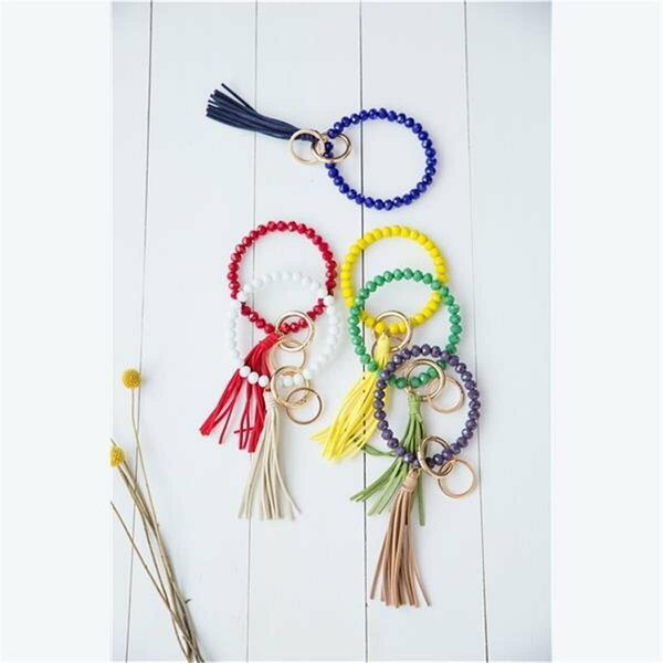 Youngs Glass Bead Key Ring, Assorted Color - 6 Piece 42032